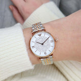  Shop Authentic Emporio Armani Gianni T Bar White Dial Two Tone Steel Strap Watch For Women - AR1926 - Luxxuri