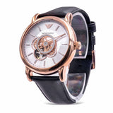  Shop Authentic Emporio Armani Luigi Automatic Silver Dial Black Leather Strap Watch For Men - AR60013 - Luxxuri