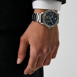  Shop Authentic Emporio Armani Mario Chronograph Automatic Blue Dial Silver Steel Strap Watch For Men - AR60052 - Luxxuri