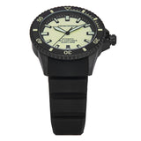 Emporio Armani Sea Explorer Automatic Yellow Dial Black Silicone Strap Watch For Men - AR60085