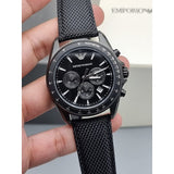  Shop Authentic Emporio Armani Sigma Chronograph Black Dial Black Leather Strap Watch For Men - AR6131 - Luxxuri
