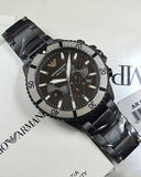  Shop Authentic Emporio Armani Diver Chronograph Black Dial Black Steel Strap Watch For Men - AR80050 - Luxxuri