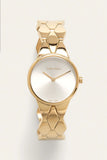  Shop Authentic Calvin Klein Snake Silver Dial Yellow Gold Steel Strap Watch For Women - K6E23546 - Luxxuri