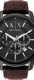  Shop Authentic Armani Exchange Outerbanks Chronograph Black Dial Brown Leather Strap Watch For Men - AX1732 - Luxxuri