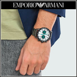  Shop Authentic Emporio Armani Mario Chronograph White Dial Black Steel Strap Watch For Men - AR11471 - Luxxuri