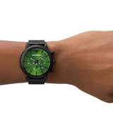  Shop Authentic Emporio Armani Luigi Chronograph Green Dial Black Mesh Bracelet Watch For Men - AR11470 - Luxxuri
