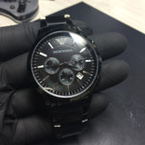  Shop Authentic Emporio Armani Classic Chronograph Black Dial Black Stainless Steel Strap Watch For Men - AR2453 - Luxxuri