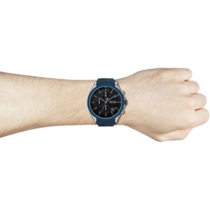  Shop Authentic Hugo Boss Velocity Black Dial Blue Rubber Strap Watch for Men - 1513717 - Luxxuri