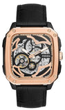  Shop Authentic Fossil Inscription Automatic Skeleton Rose Gold Dial Black Leather Strap Watch for Men - BQ2572 - Luxxuri
