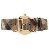  Shop Authentic Burberry The City Gold Dial Haymarket Brown Leather Strap Watch for Women - BU9219 - Luxxuri