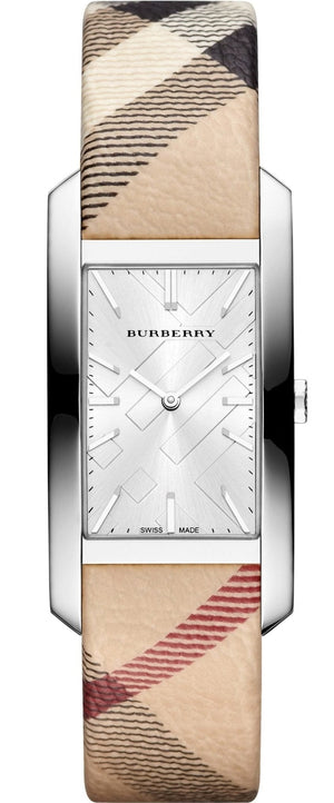  Shop Authentic Burberry The Pioneer Silver Dial Haymarket Beige Leather Strap Watch for Women - BU9406 - Luxxuri