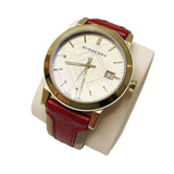  Shop Authentic Burberry The City Gold Dial Orange Leather Strap Watch for Women - BU9017 - Luxxuri