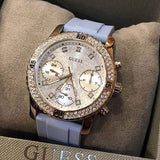  Shop Authentic Guess Confetti Crystal Silver Dial Blue Rubber Strap Watch For Women - W1098L3 - Luxxuri