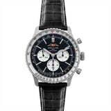  Shop Authentic Breitling Navitimer B01 Chronograph 46 Black Dial Black Leather Strap Watch for Men - AB0137211B1P1 - Luxxuri