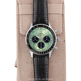  Shop Authentic Breitling Navitimer B01 Chronograph 43 Green Dial Black Leather Strap Watch for Men - AB0138241L1P1 - Luxxuri