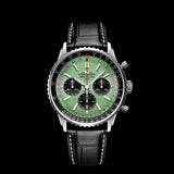  Shop Authentic Breitling Navitimer B01 Chronograph 43 Green Dial Black Leather Strap Watch for Men - AB0138241L1P1 - Luxxuri