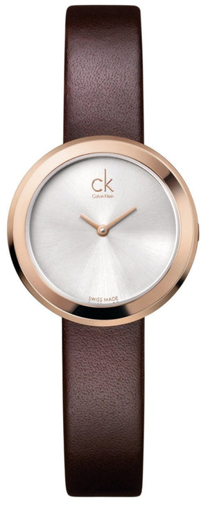  Shop Authentic Calvin Klein Firm White Dial Brown Leather Strap Watch for Women - K3N236G6 - Luxxuri