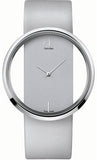 Calvin Klein Glam Transparent Silver Dial Grey Leather Strap Watch for Women - K9423193