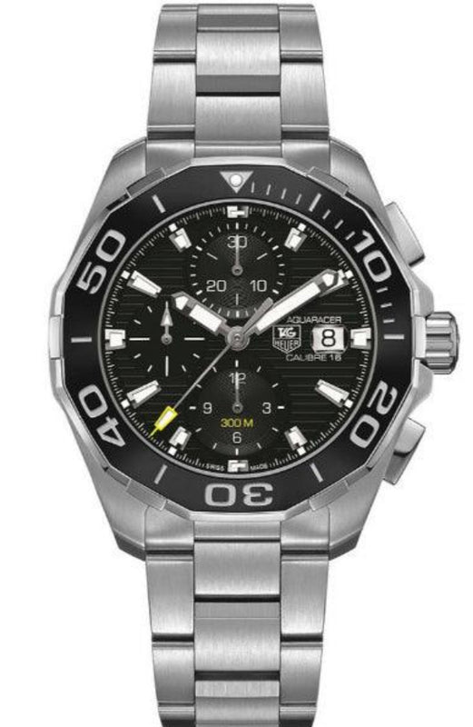  Shop Authentic Tag Heuer Aquaracer Calibre 16 Day-Date Black Dial Silver Steel Strap Watch for Men - CAY211A.BA0927 - Luxxuri