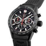  Shop Authentic Tag Heuer Carrera Automatic Chronograph Black Dial Black Rubber Strap Watch for Men - CBG2A90.FT6173 - Luxxuri