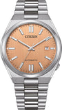 Citizen Tsuyosa Automatic Salmon Orange Dial Silver Steel Strap Watch For Men - NJ0159-86Z