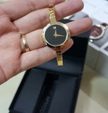  Shop Authentic Movado Bela Black Dial Gold Steel Strap Watch For Women - 0606999 - Luxxuri
