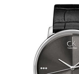  Shop Authentic Calvin Klein Accent Black Dial Black Leather Strap Watch for Men - K2Y2X1CU - Luxxuri