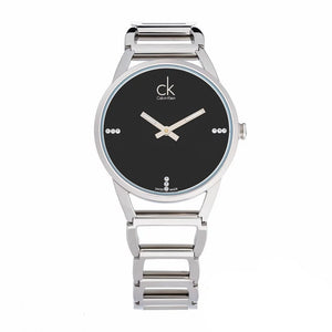  Shop Authentic Calvin Klein Stately Black Dial Silver Steel Strap Watch for Women - K3G2312S - Luxxuri