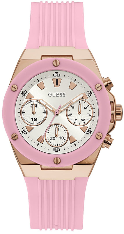  Shop Authentic Guess Athena White Dial Pink Rubber Strap Watch For Women - GW0030L4 - Luxxuri