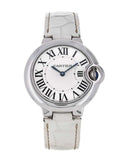  Shop Authentic Cartier Ballon Bleu De Cartier Silver Dial White Leather Strap Watch for Women - W6920086 - Luxxuri