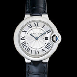  Shop Authentic Cartier Ballon Bleu De Cartier Silver Dial Black Leather Strap Watch for Women - WSBB0034 - Luxxuri