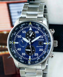  Shop Authentic Citizen Eco Drive Chronograph Blue Dial Silver Stainless Steel Watch For Men - CA0690-88L - Luxxuri