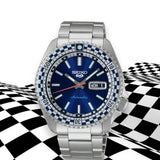  Shop Authentic Seiko 5 Sports Petrol Blue Checker Flag Special Edition Blue Dial Silver Steel Strap Watch For Men - SRPK65K1 - Luxxuri
