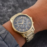  Shop Authentic Armani Exchange Banks Chronograph Black Dial Gold Steel Strap Watch For Men - AX1721 - Luxxuri