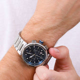  Shop Authentic Hugo Boss One Chronograph Blue Dial Silver Steel Strap Watch For Men - 1513999 - Luxxuri