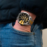  Shop Authentic Diesel Mega Chief Chronograph Black Dial Two Tone Steel Strap Watch For Men - DZ4581 - Luxxuri