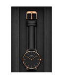  Shop Authentic Daniel Wellington Classic Sheffield Black Dial Black Leather Strap Watch For Women - DW00100139 - Luxxuri