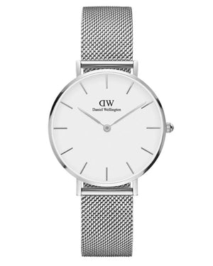  Shop Authentic Daniel Wellington Petite Sterling White Dial Silver Mesh Bracelet Watch For Women - DW00100164 - Luxxuri