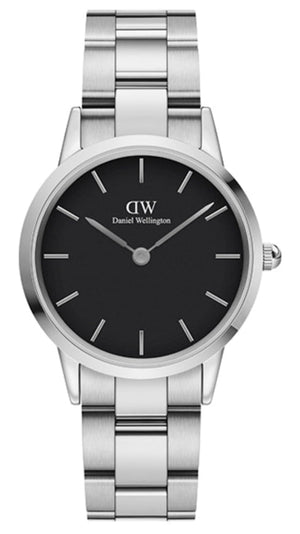  Shop Authentic Daniel Wellington Iconic Link Black Dial Silver Steel Strap Watch For Women - DW00100206 - Luxxuri