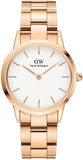 Daniel Wellington Iconic Link White Dial Rose Gold Steel Strap Watch For Women - DW00100211