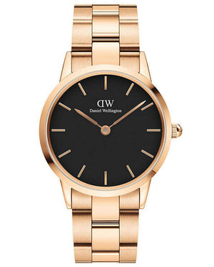  Shop Authentic Daniel Wellington Iconic Link Black Dial Rose Gold Steel Strap Watch for Women - DW00100212 - Luxxuri