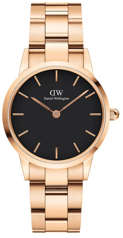  Shop Authentic Daniel Wellington Iconic Link Analog Black Dial Rose Gold Steel Strap Watch For Women - DW00100214 - Luxxuri