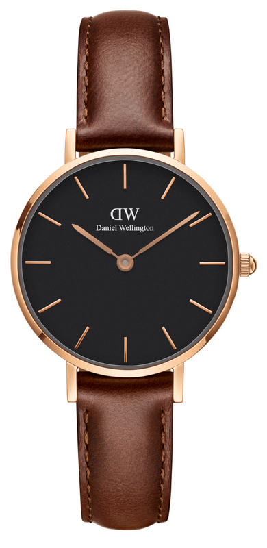  Shop Authentic Daniel Wellington Classic Petite St Mawes Black Dial Brown Leather Strap Watch For Women - DW00100225 - Luxxuri