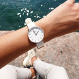  Shop Authentic Daniel Wellington Classic Dover White Dial White Nylon Strap Watch For Women - DW00100309 - Luxxuri