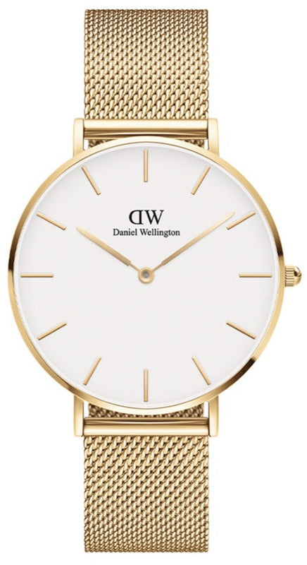  Shop Authentic Daniel Wellington Classic Petite Evergold White Dial Gold Mesh Bracelet Watch For Women - DW00100346 - Luxxuri