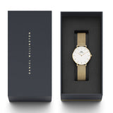  Shop Authentic Daniel Wellington Classic Petite White Dial Gold Mesh Bracelet Watch For Women - DW00100348 - Luxxuri