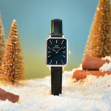  Shop Authentic Daniel Wellington Quadro Sheffield Black Dial Black Leather Strap Watch For Women - DW00100435 - Luxxuri