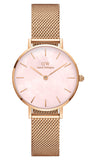  Shop Authentic Daniel Wellington Petite Melrose Mother of Pearl Pink Dial Pink Mesh Strap Watch For Women - DW00100513 - Luxxuri