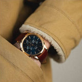  Shop Authentic Daniel Wellington Iconic Chronograph Blue Dial Brown Leather Strap Watch For Men - DW00100639 - Luxxuri