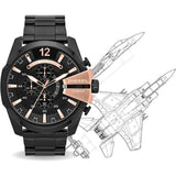  Shop Authentic Diesel Mega Chief Black Dial Black Steel Strap Watch For Men - DZ4309 - Luxxuri